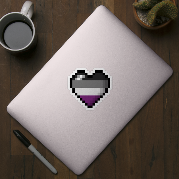 Large Pixel Heart Design in Asexual Pride Flag Colors by LiveLoudGraphics